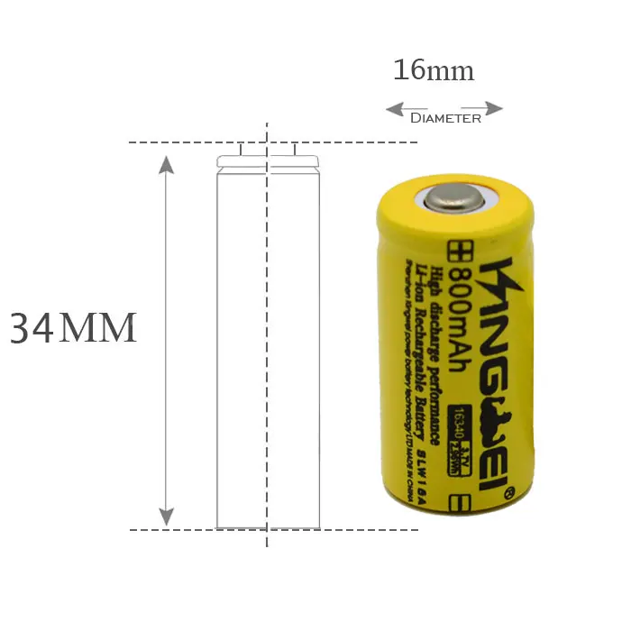 Большая скидка KingWei 4 шт./лот 16340 (ICR123A) 3 7 v 800mah перезаряжаемая литиевая батарея |