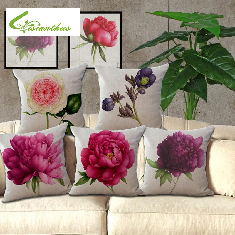 Чехол для подушки льняные с 3D принтом роз наволочка диванной чехол гостиной
