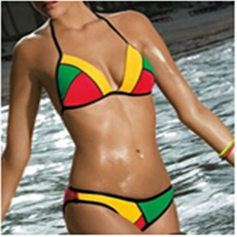 Пикантное женское бикини трех цветов бюстгальтер пуш ап с подкладкой бандажный