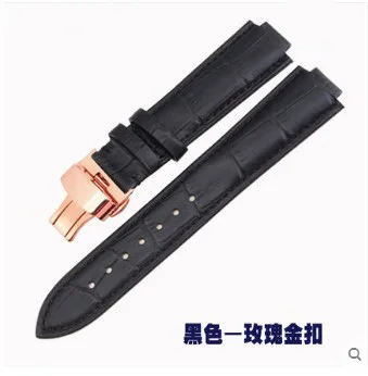 black rose clasp 21*12 мм(выпуклый интерфейс) черный коричневый кожаный ремешок для TAMBOUR SPIN TIME мужской и женский ремешок для часов с пряжкой-бабочкой - Цвет ремешка: black rose clasp