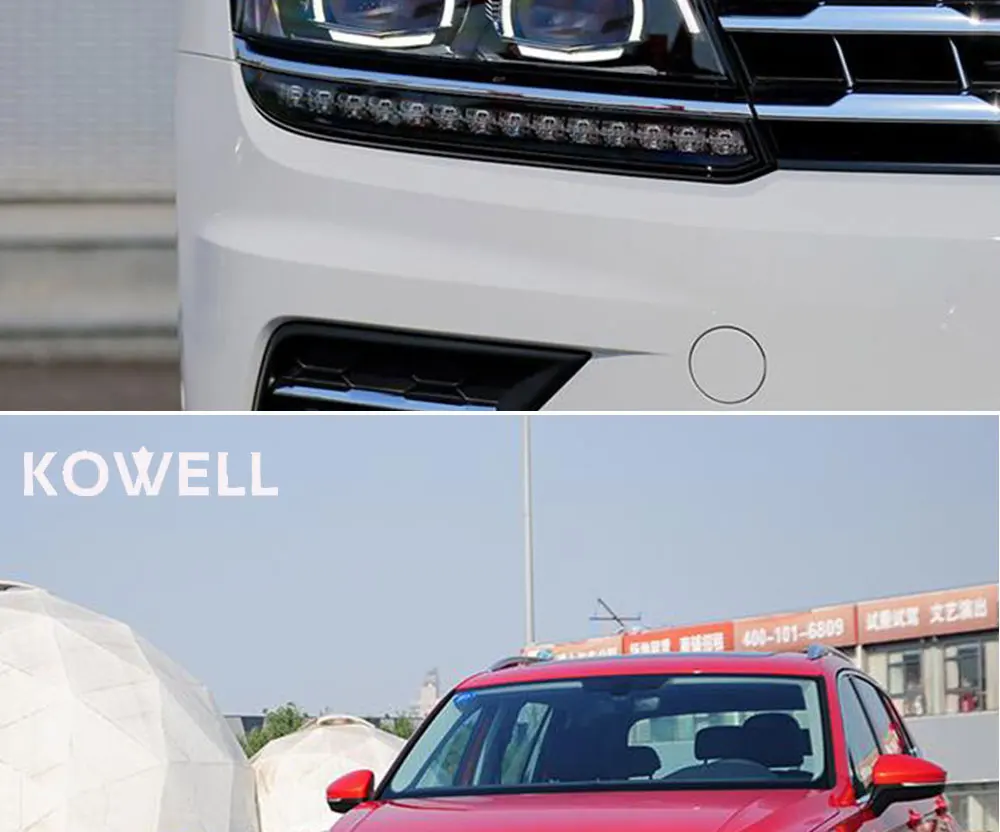 KOWELL автомобильный Стайлинг для VW Tiguan фары Tiguan светодиодный фонарь светодиодный DRL Биксеноновые линзы фары дальнего ближнего света парковка