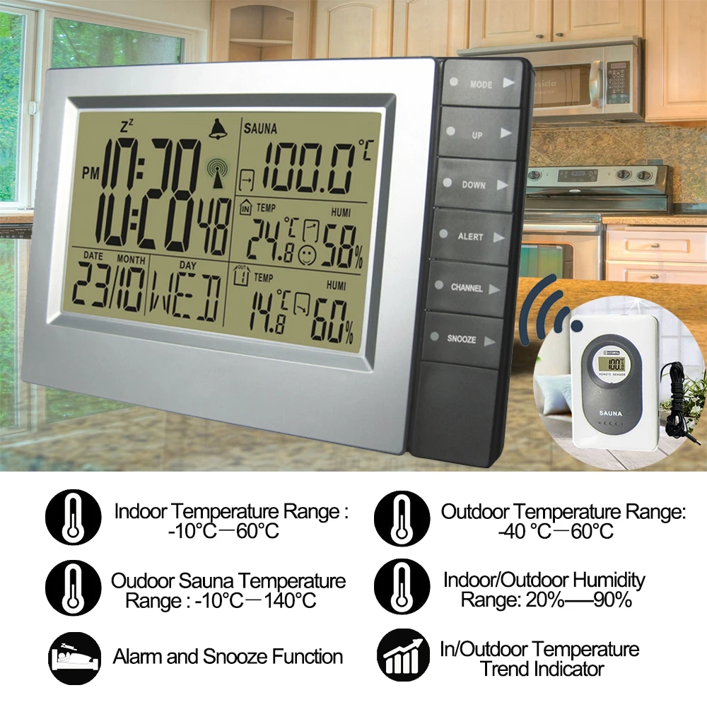 DYKIE Погодная станция настольные часы крытый и открытый гигрометр сауна