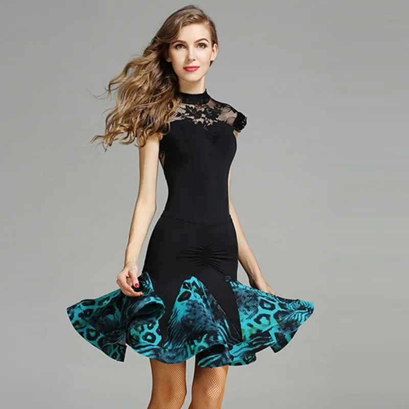 Красное леопардовое платье для латинских танцев танцевальные костюмы сальса