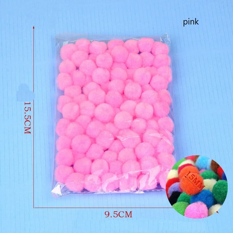 pink 100 шт. 15 мм с бубоном, меховые плюшевыми бубонами для домашнего декора цветы интеллект Обучающие промыслы игрушка «Сделай Сам аксессуары венки одежды 8 - Цвет: pink