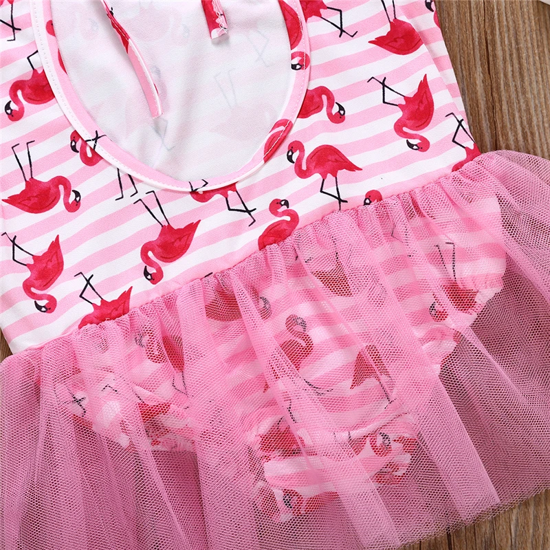 Купальник для маленьких девочек с фламинго слитный купальник пляжная одежда