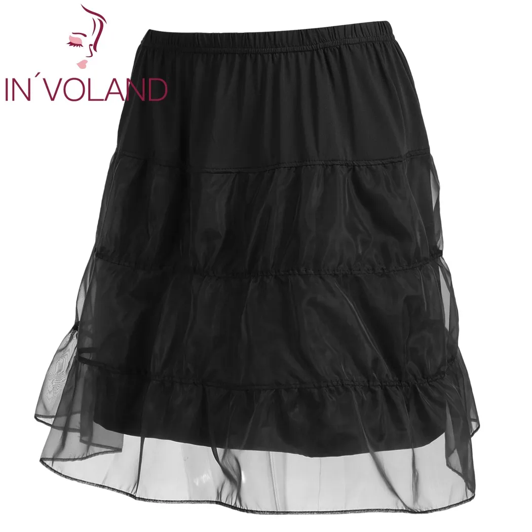 IN'VOLAND Women Skirt Plus Size Organza Patchwork Elastic Band Casual Flared Lady A-Line Tiered Beach Skater | Женская одежда
