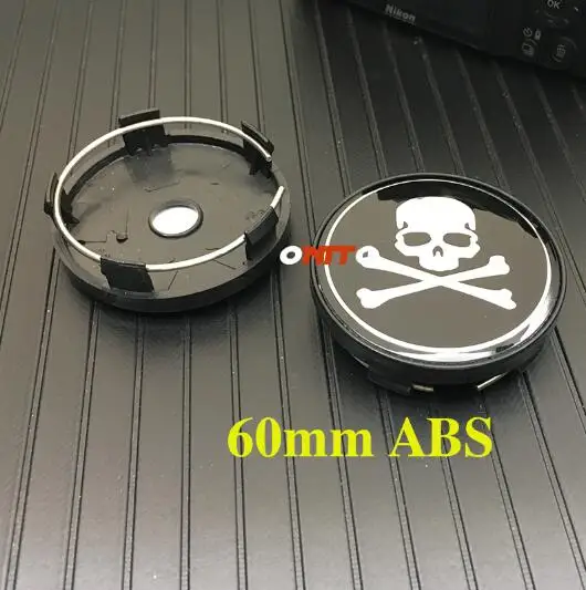 Skull 60caps ABS Новые 4 шт. центра колеса Кепки обод колеса Знак Чехлы концентратор Кепки из АБС-пластика/ПВХ 56/60/64 мм Для Череп alpina авто аксессуары пылезащитный наклейки - Цвет: Skull 60caps ABS