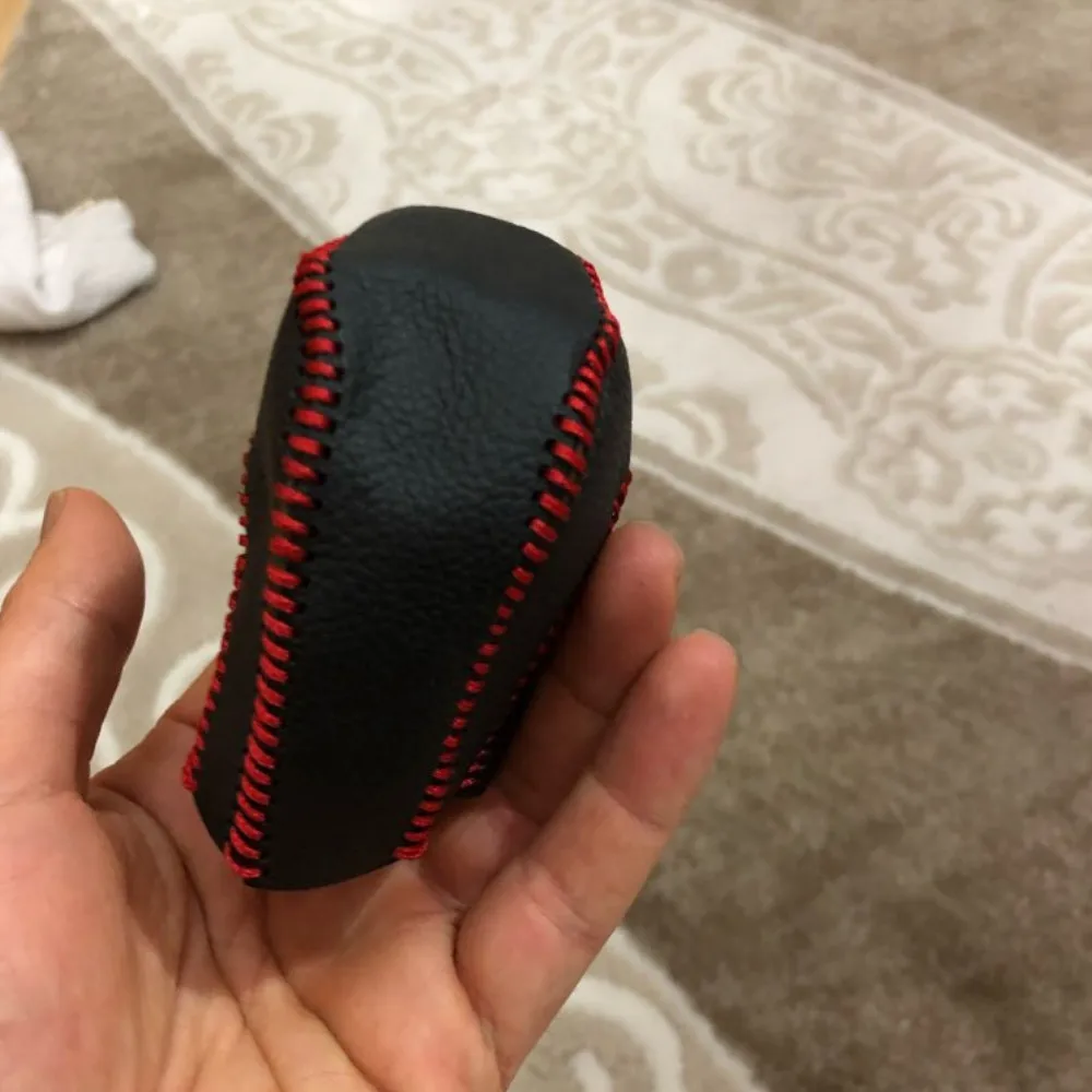 Черный чехол для рычага переключения передач из натуральной кожи с