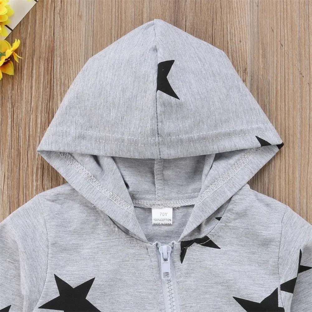 

Baby Boy Girl Zipper Stars Romper