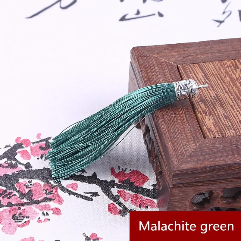 Malachite green 10 шт. большой металлический колпачок кисточка ювелирные изделия занавески одежды декоративные аксессуары DIY Ключ сотовый телефон сумка бахрома отделка кисточки кулон - Цвет: Malachite green