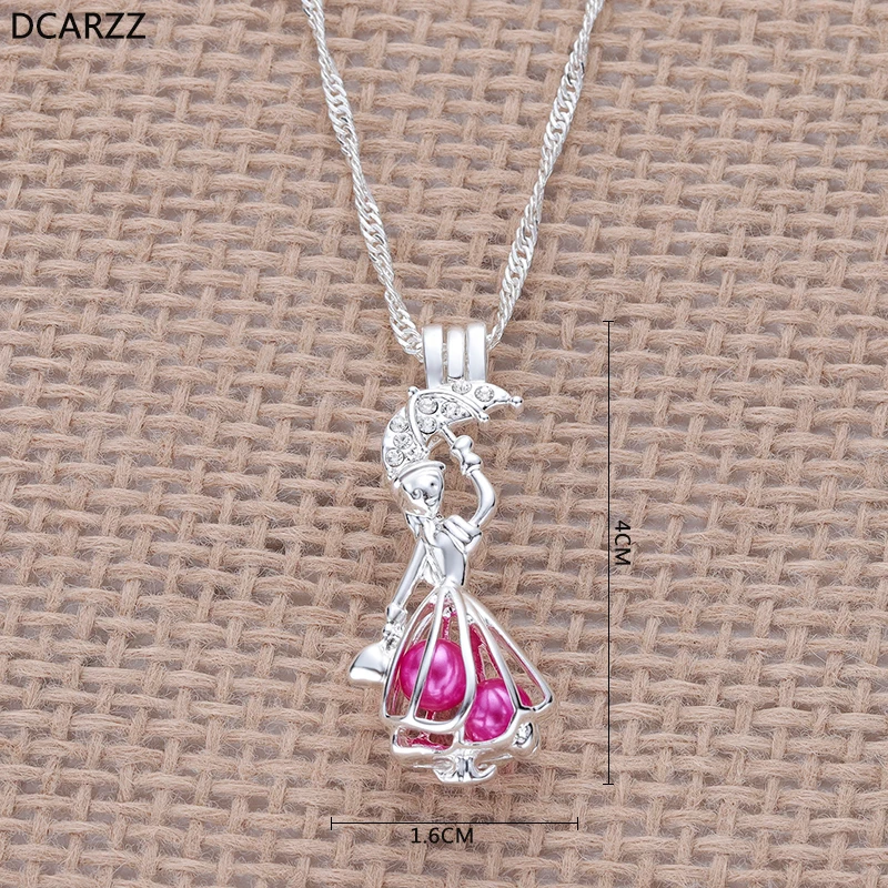 

2019 Mary Poppins Pearl Cage Pendant Pearls Locket Chain Necklace Crystals Umbrella Charm New Broadway Musical Jewelry Wholesale