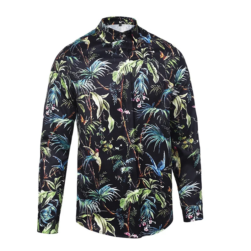 Parblo модные Для мужчин Рубашки 3D печати красочный павлин с длинным рукавом