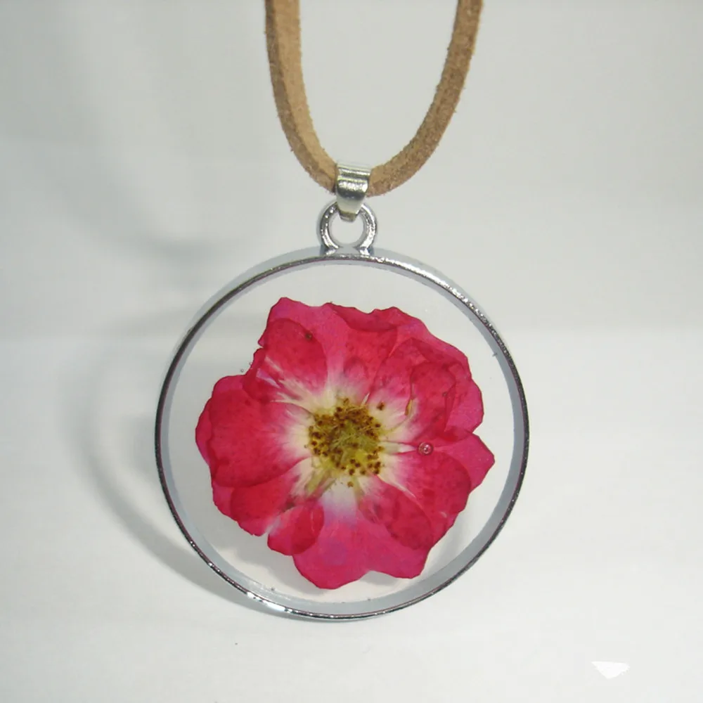 Resin Dried Flower Pendant Necklace For Women Natural Short Accessories | Pendants
