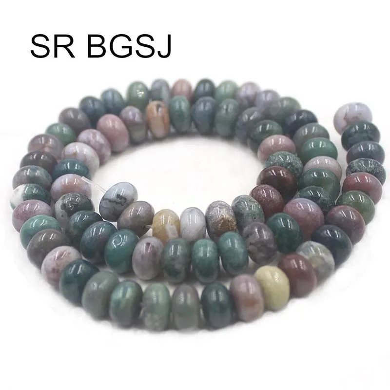 Бесплатная доставка 5x8 мм Оптовая торговля Rondelle индийский агат оникс натуральный