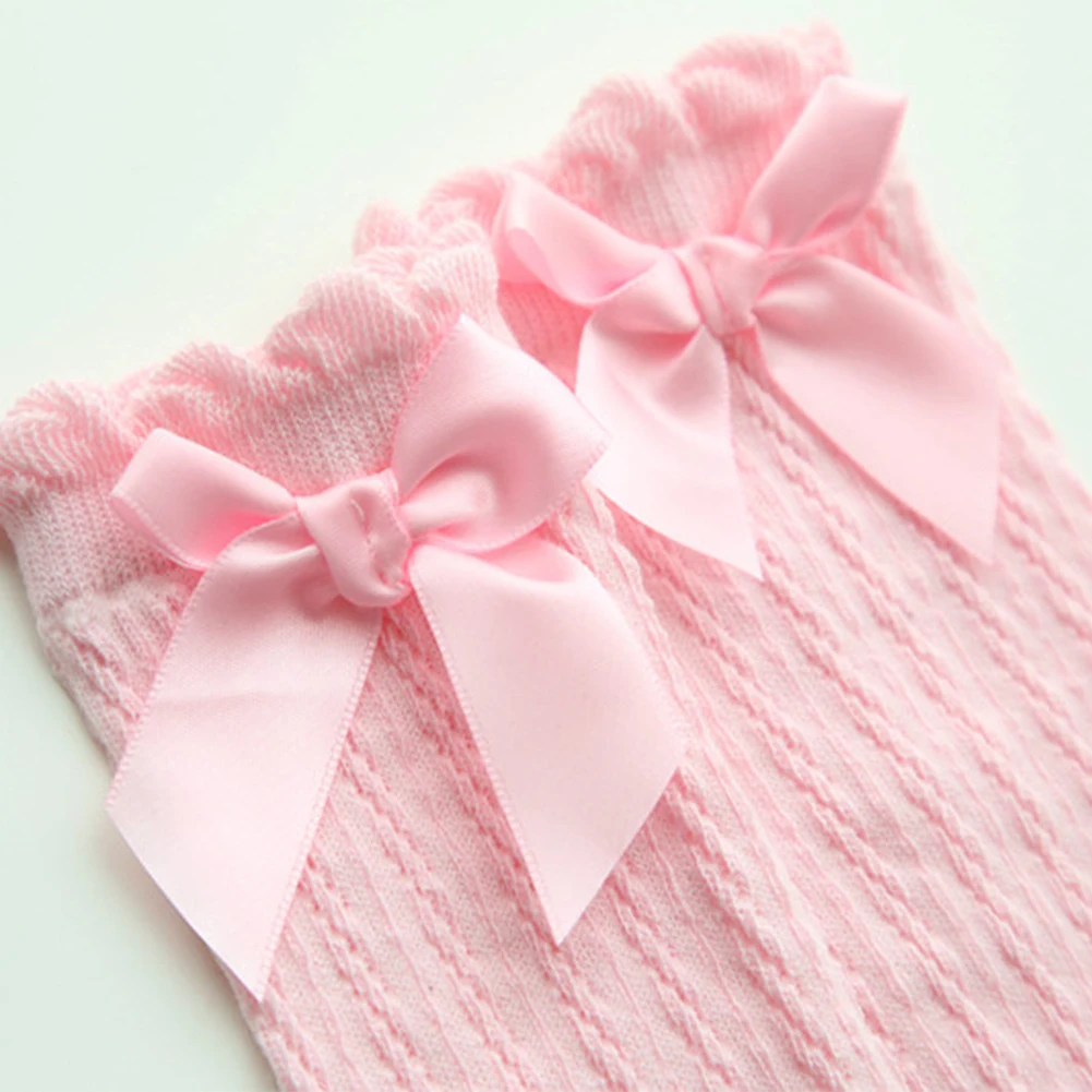 Детские гольфы для От 0 до 6 лет яркие цвета детские колготки с бантиками