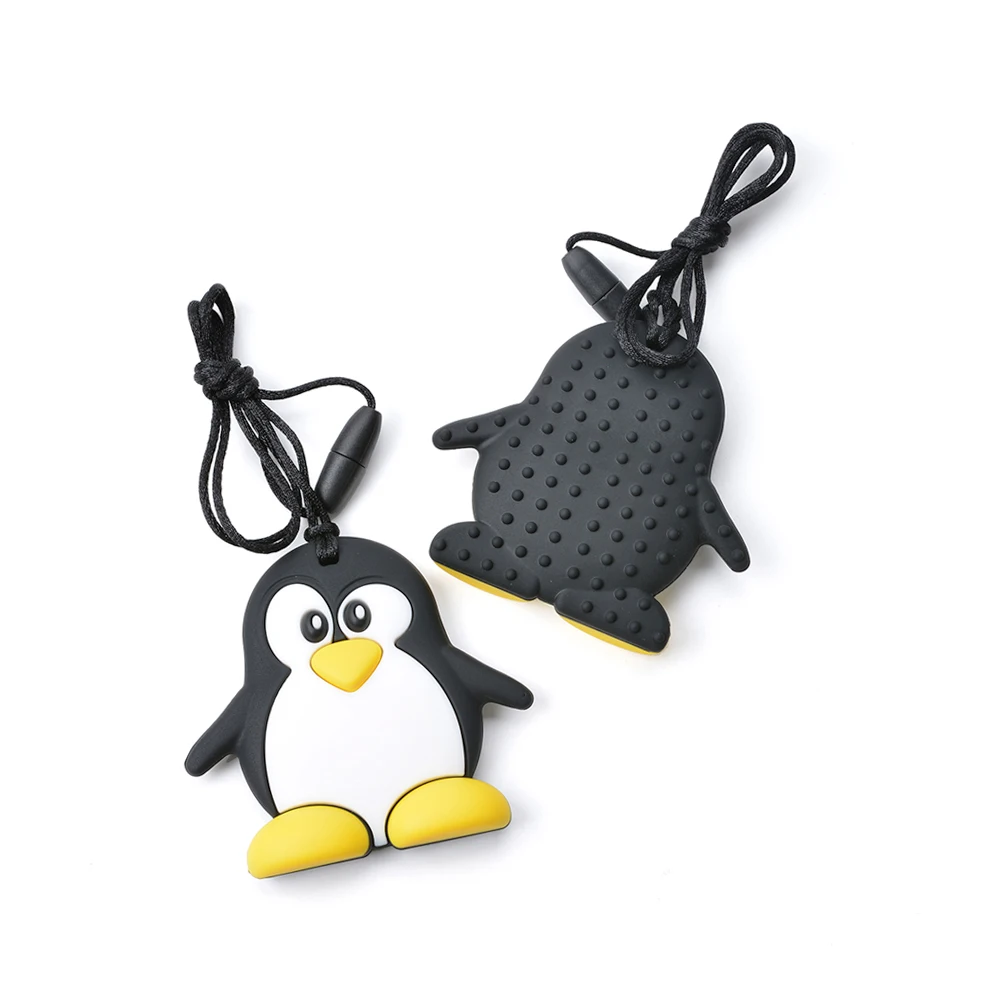 Penguin Модный Прорезыватель для зубов в виде пингвина, 1 шт., силиконовый Прорезыватель для зубов в виде енота, Забавный Прорезыватель для детских игрушек, безопасный для детей, новое популярное ожерелье - Окраска металла: Penguin