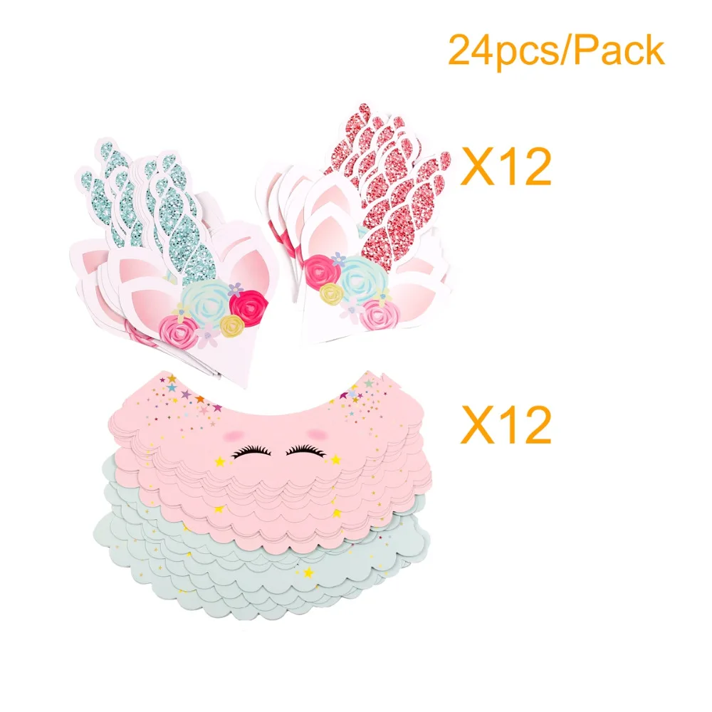 QIFU 24 шт. украшения на день рождения единорог искусственный торт Топпер детский