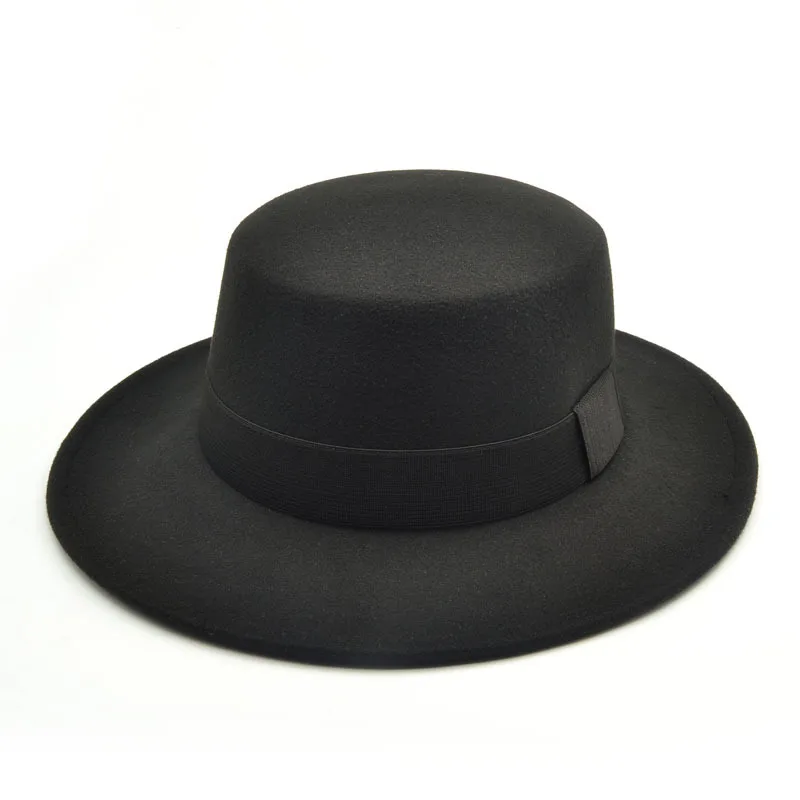 Черный Модная мужская кепка fedoras wo Мужская модная джазовая шляпа лето весна черная Шерстяная Смесь Кепка Уличная Повседневная круглая Кепка s Bowler шапки - Цвет: Черный