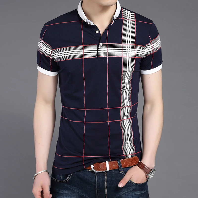 Новая летняя мужская клетчатая рубашка поло Slim Fit Gent Classic Polo короткие рубашки