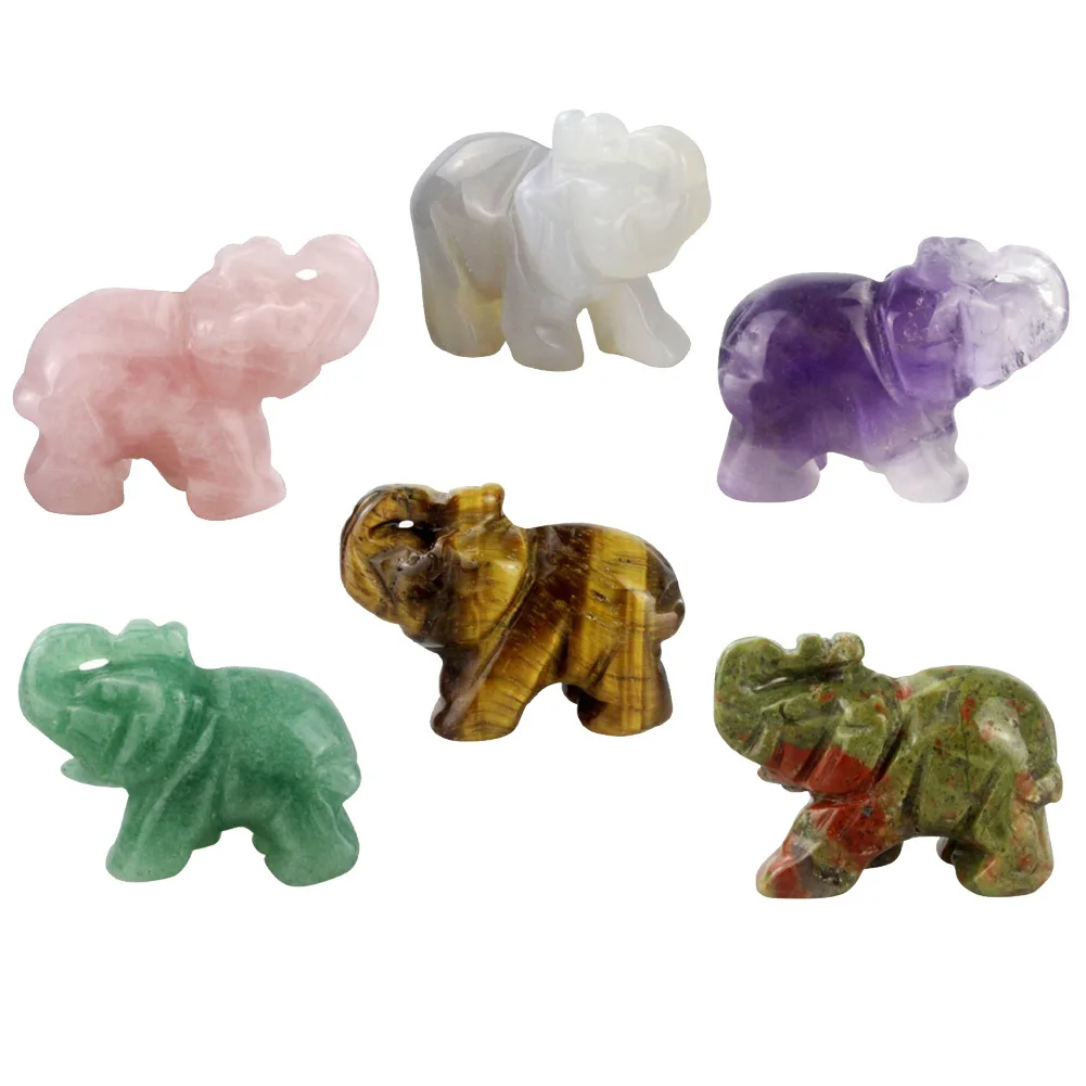 1 5 Дюймовый натуральный драгоценный камень кварц слон украшение для сада милая