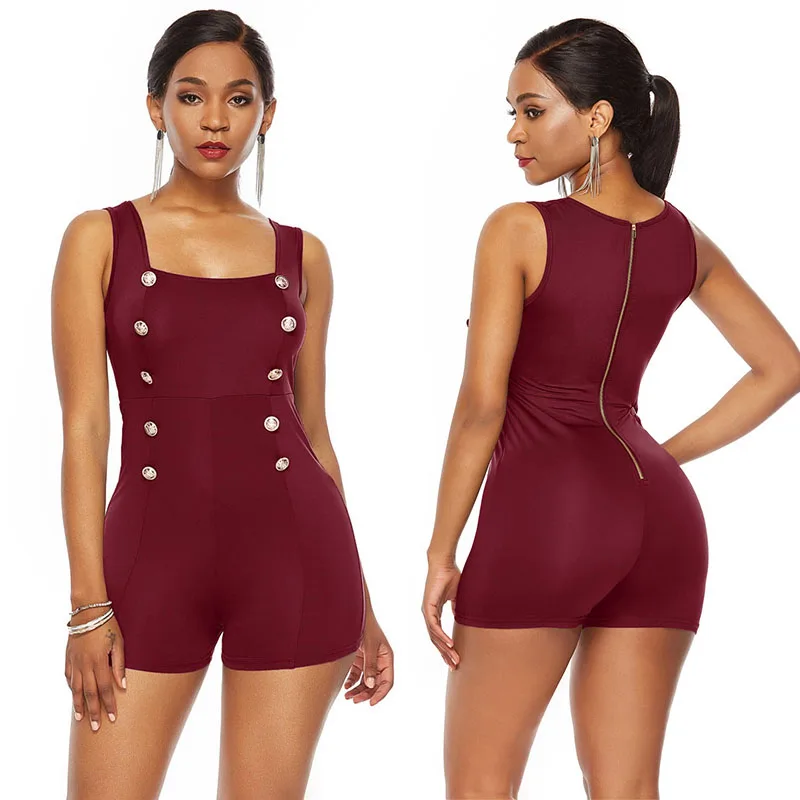 Женский комбинезон без рукавов SEBOWEL на пуговицах летний женский сексуальный