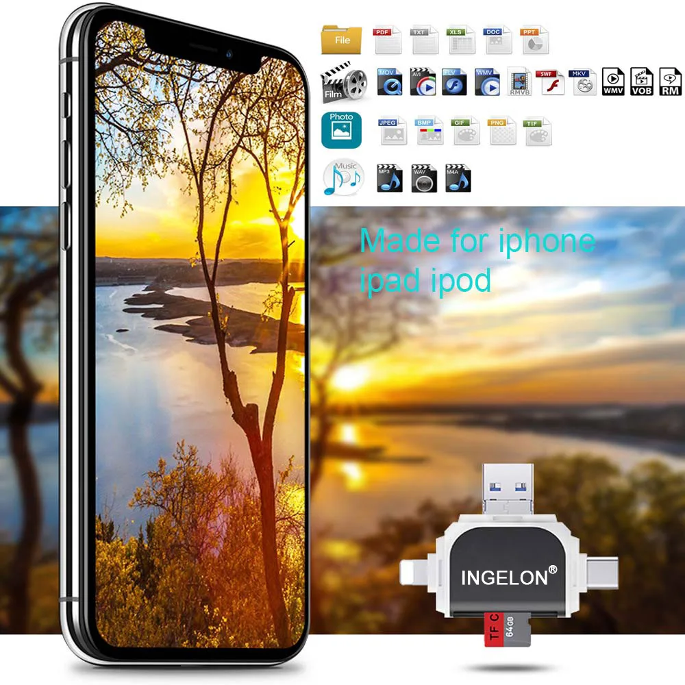 Устройство для чтения SD карт металлический USB адаптер 3 в 1 C OTG оптовая продажа