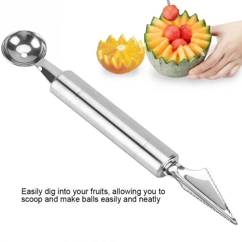 Stainless Steel Watermelon Melon Baller Fruit Carving Knife Double Sided Scoop Vegetable Tool | Дом и сад