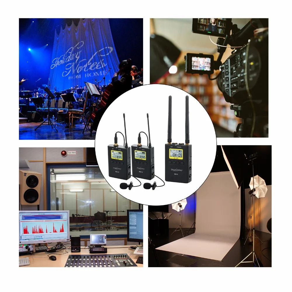 ZhuoSheng WM10 клип интервью беспроводной микрофон UHF видео камера | Электроника
