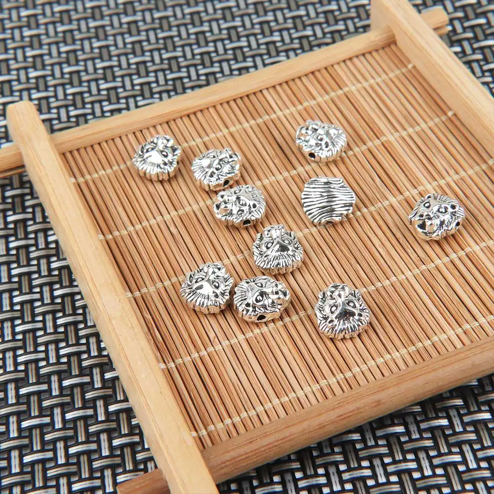 10 шт./лот античные Металлические Подвески Будда леопардовые головы льва бусины