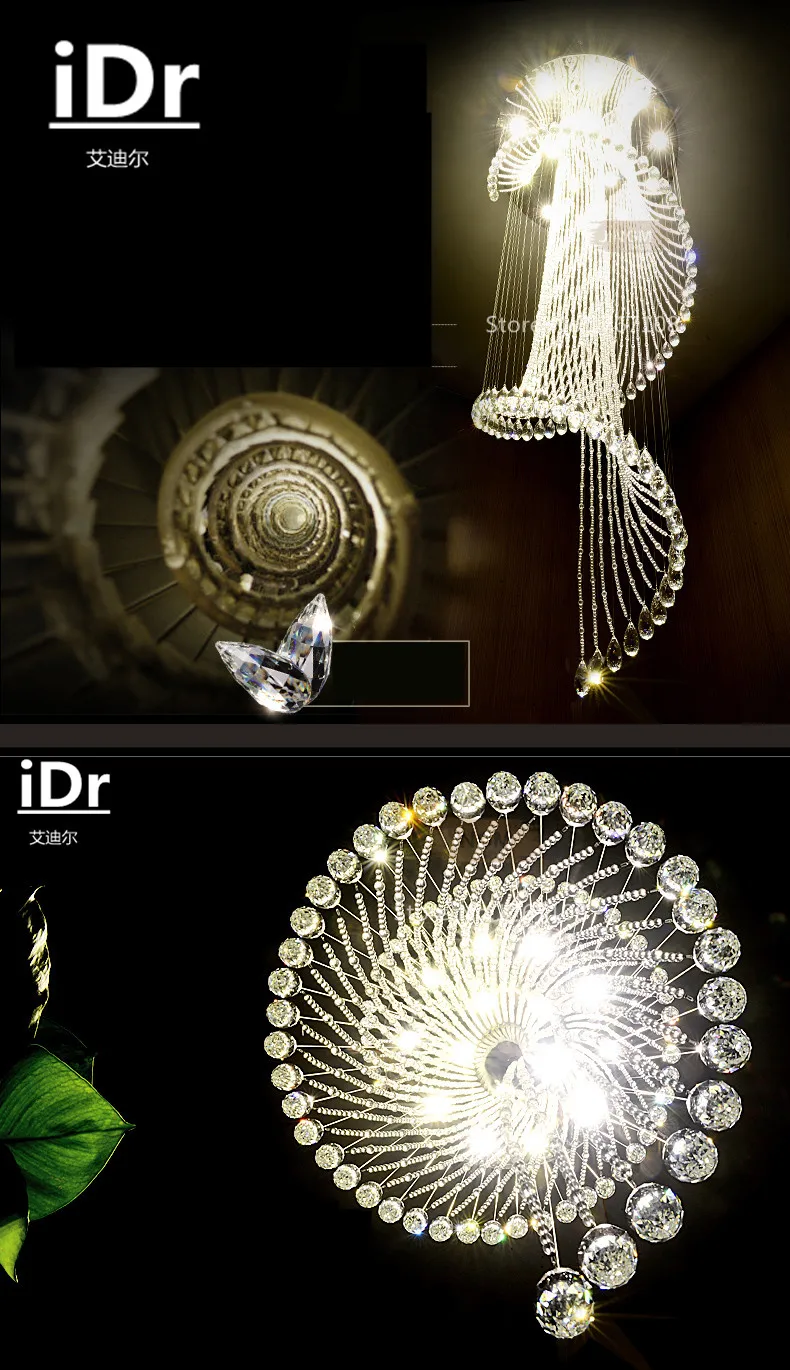 値段 新しい階段スパイラル階段ランプ近代的なミニマリスト別荘長いをハウス床大型リビングルームクリスタル天井ランプ