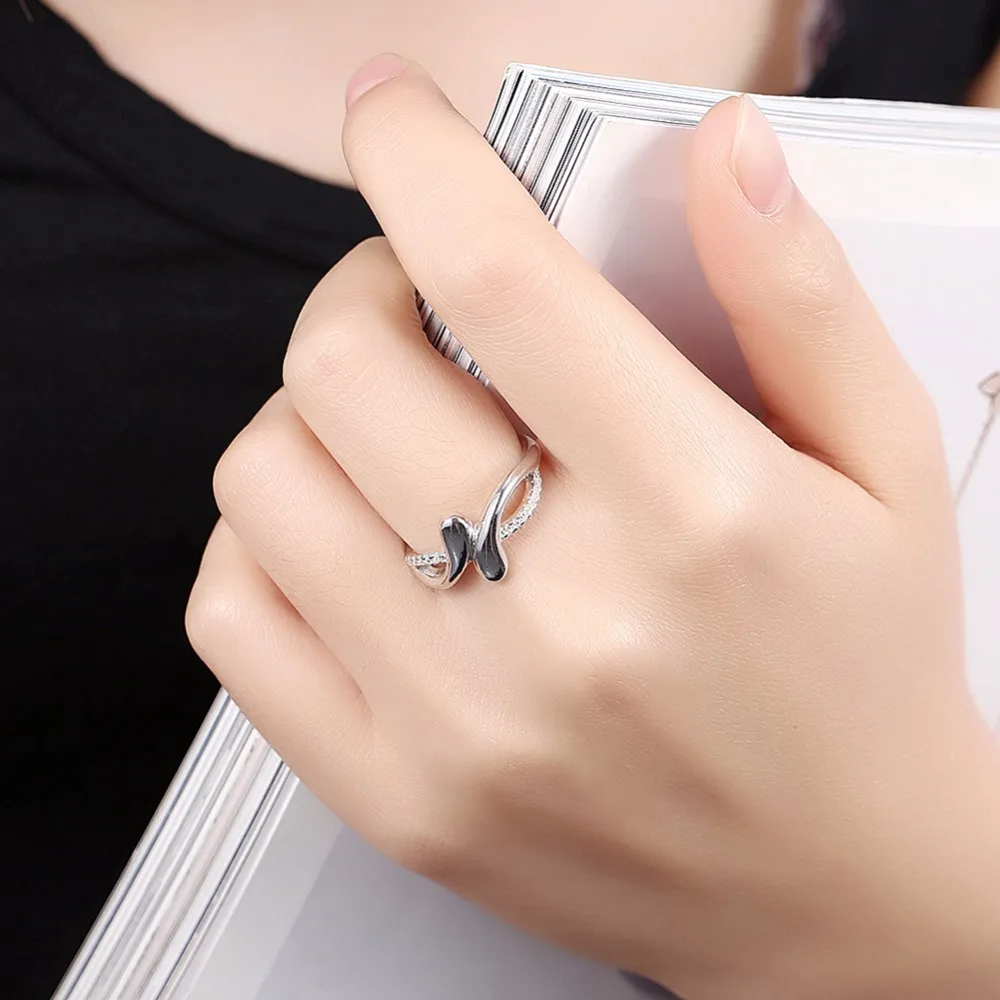 Женское кольцо из стерлингового серебра 925 пробы необычный дизайн циркон модные