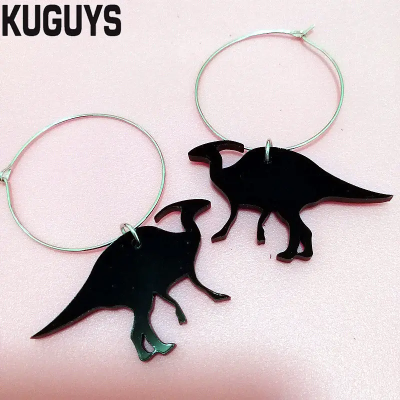Женские маленькие серьги кольца с динозавром KUGUYS акриловые ювелирные украшения