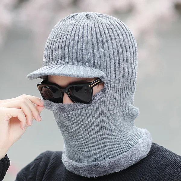 gray YOUBOME вязаная шапка Skullies вязаные шапочки зимние, шапки для Для женщин Для мужчин зимний шарф Для женщин теплая маска Шерсть Толстые Балаклава шапочка Шапки - Цвет: gray