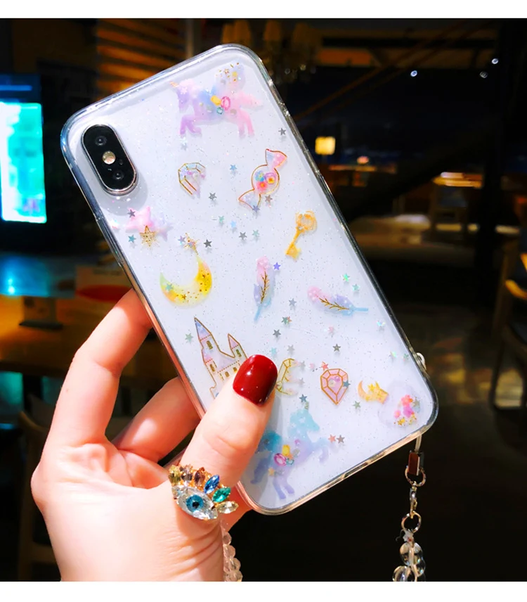 Модный чехол Fantasy замок для iphone X эпоксидный пони прозрачный мягкий 8 7 6 6s Plus |