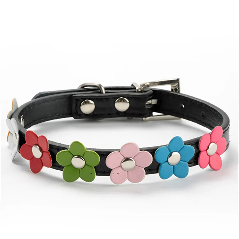 Милый цветок Шипованный щенок собака кошка ошейник кожаная Пряжка шейный ремень