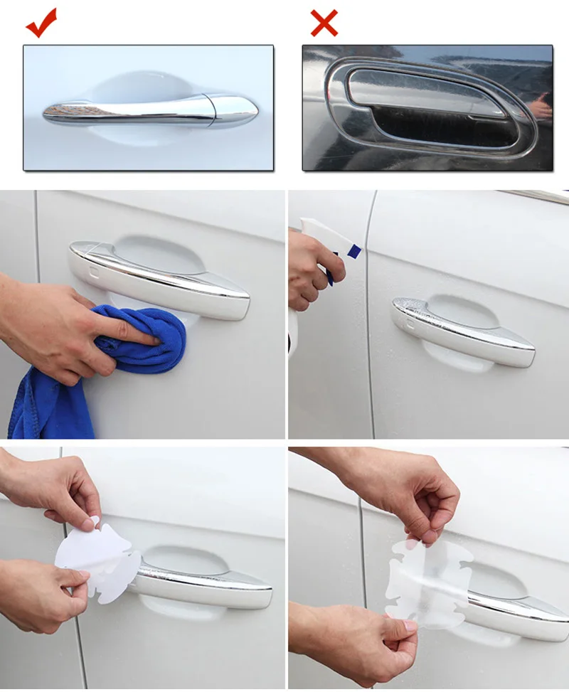 4 шт. наклейки для стайлинга автомобиля невидимые на автомобильные ручки