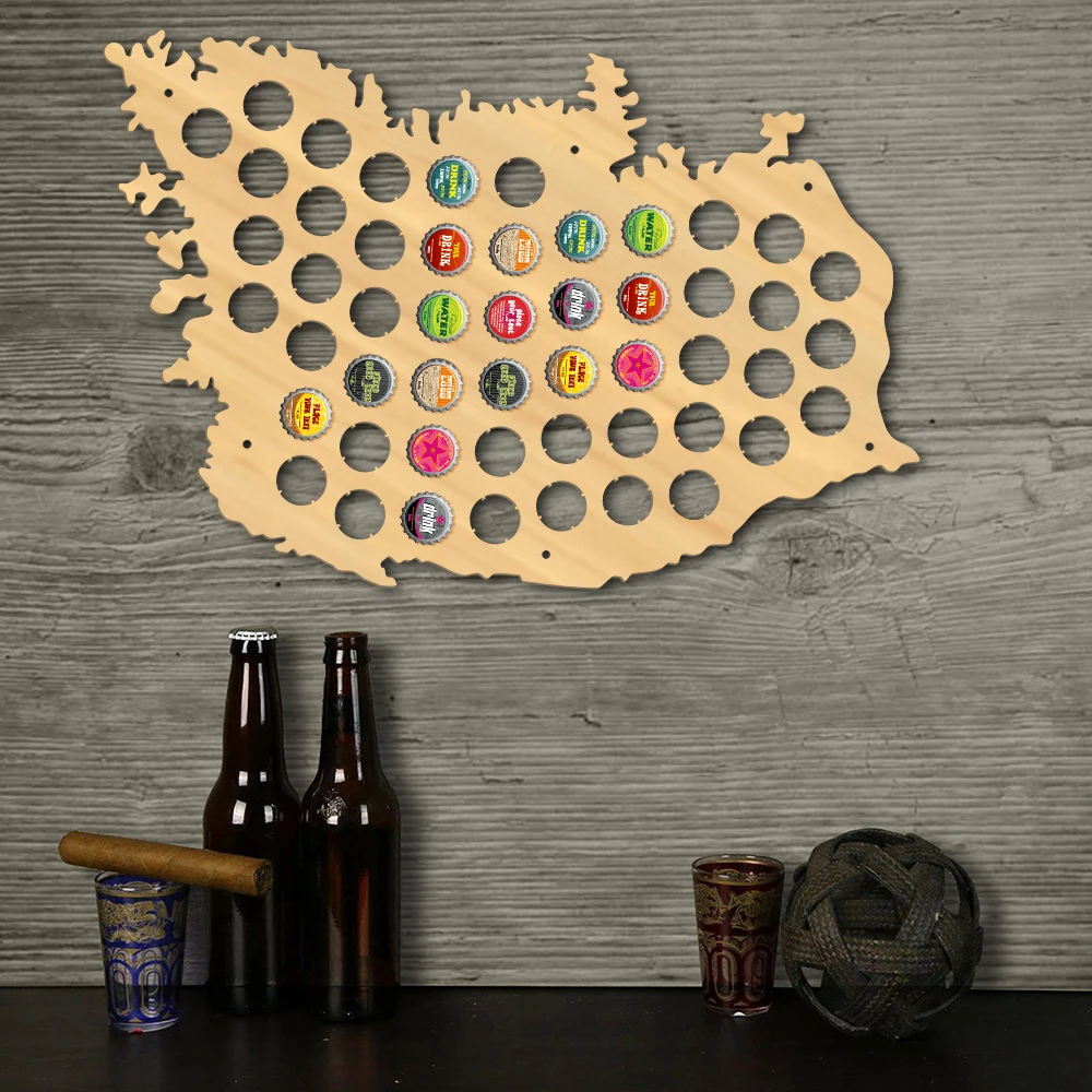 Pub Wooden Wall Sign Map Of Korea Republic Beer Cap Bottle Display Holder Man Cave Lovers Gift | Дом и сад