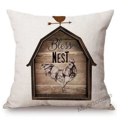 Nordic Farm Animals Sweet Farm Life Rule Principle Letter Art Sofa Throw Pillow Case Retro Cotton Linen Car Pillow Cushion Cover - Цвет: T218-9