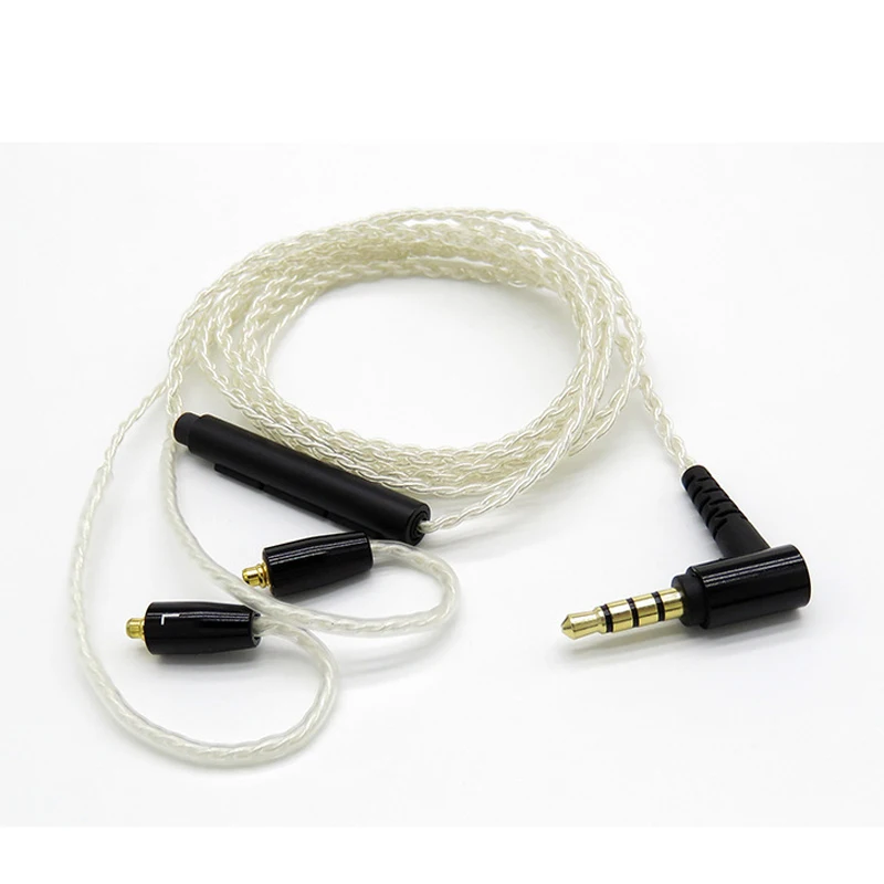 Сменный DIY MMCX кабель с микрофоном для Shure SE215 SE535 SE846 UE900 наушники посеребренные