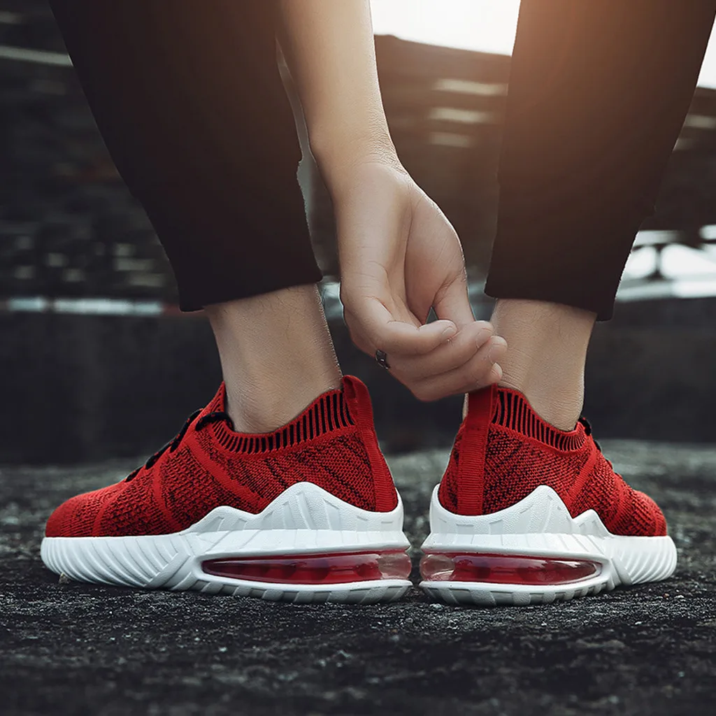 Мужские кроссовки на воздушной подушке черные дышащие шнурках нескользящей