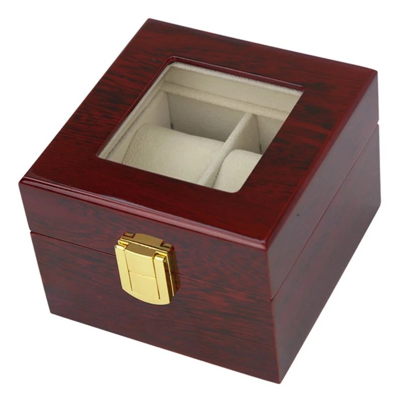 2 Grid Red Wooden Piano Glossy Watch Box Display Storage | Наручные часы