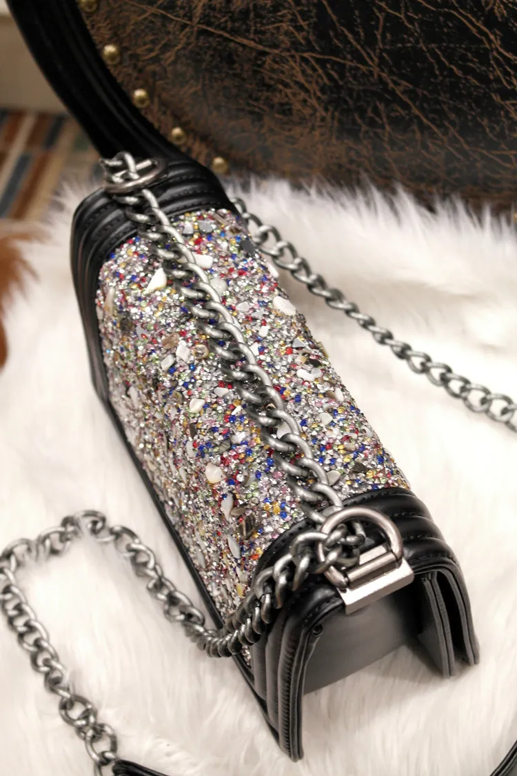 Новая стильная модная женская сумка на плечо с разноцветным алмазным necklace ем, удобная универсальная сумка небольшого размера