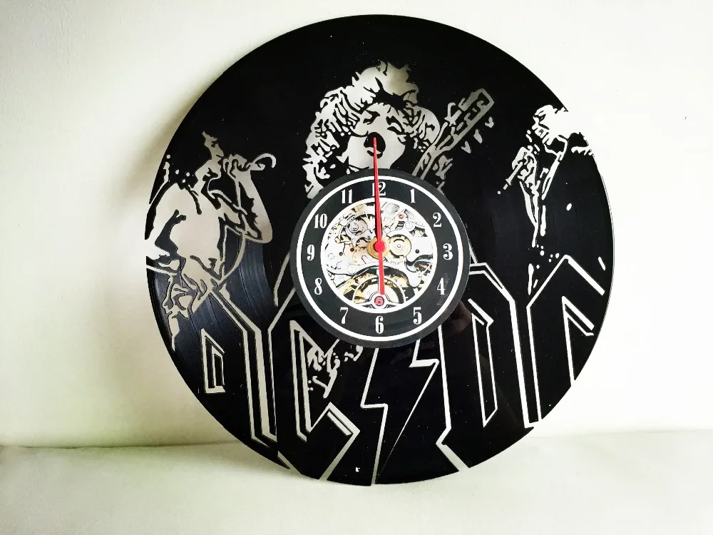 AC/DC ручной работы Виниловые настенные часы 12 ''30 см Подарочное настенное украшение