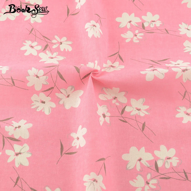 Текстиль Booksew розовый дизайн гардении хлопковая льняная ткань материал для шитья
