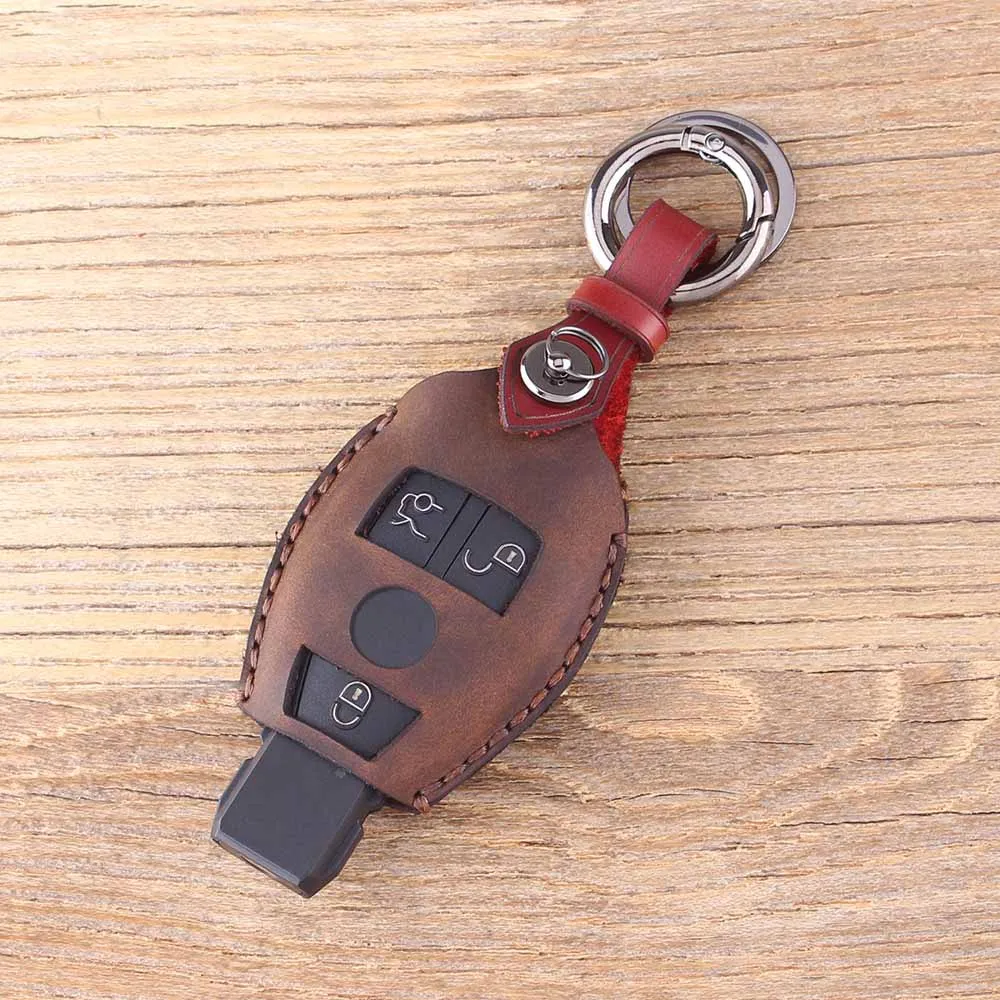 DANDKEY 3 Buttons Genuine Leather Protector Key Case Fob For Mercedes Benz Year 2000+ Remote | Автомобили и мотоциклы
