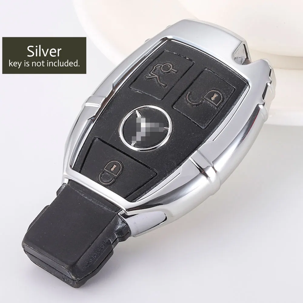 ТПУ чехол для ключей автомобиля Mercedes Benz W203 W204 W211 CLK C180 E200 AMG C E S класс умный чехол дистанционного брелока брелок защитная сумка - Название цвета: Серебристый