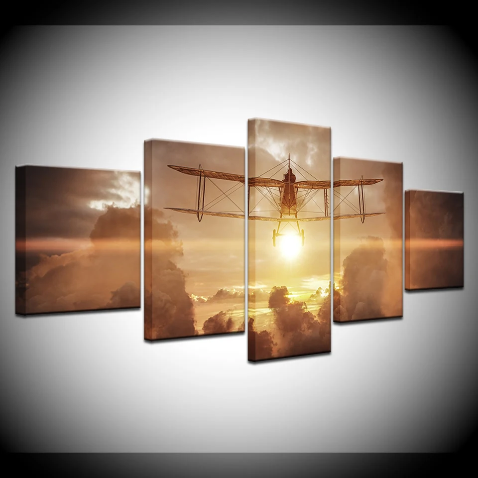 

Canvas Painting sunlight the hand made plane Wall Art Pictures 5 Pieces Modular Wallpapers Poster Print for living room Decor
