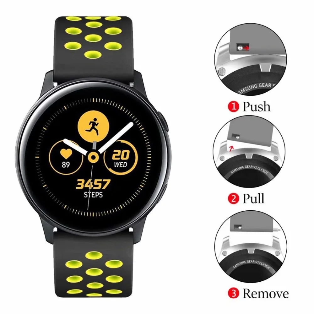 22 мм 20 мм ремешок для samsung gear sport S2 S3 Frontier классический силикон galaxy Watch 42 мм 46 мм Band huami amazfit bip huawei gt 2