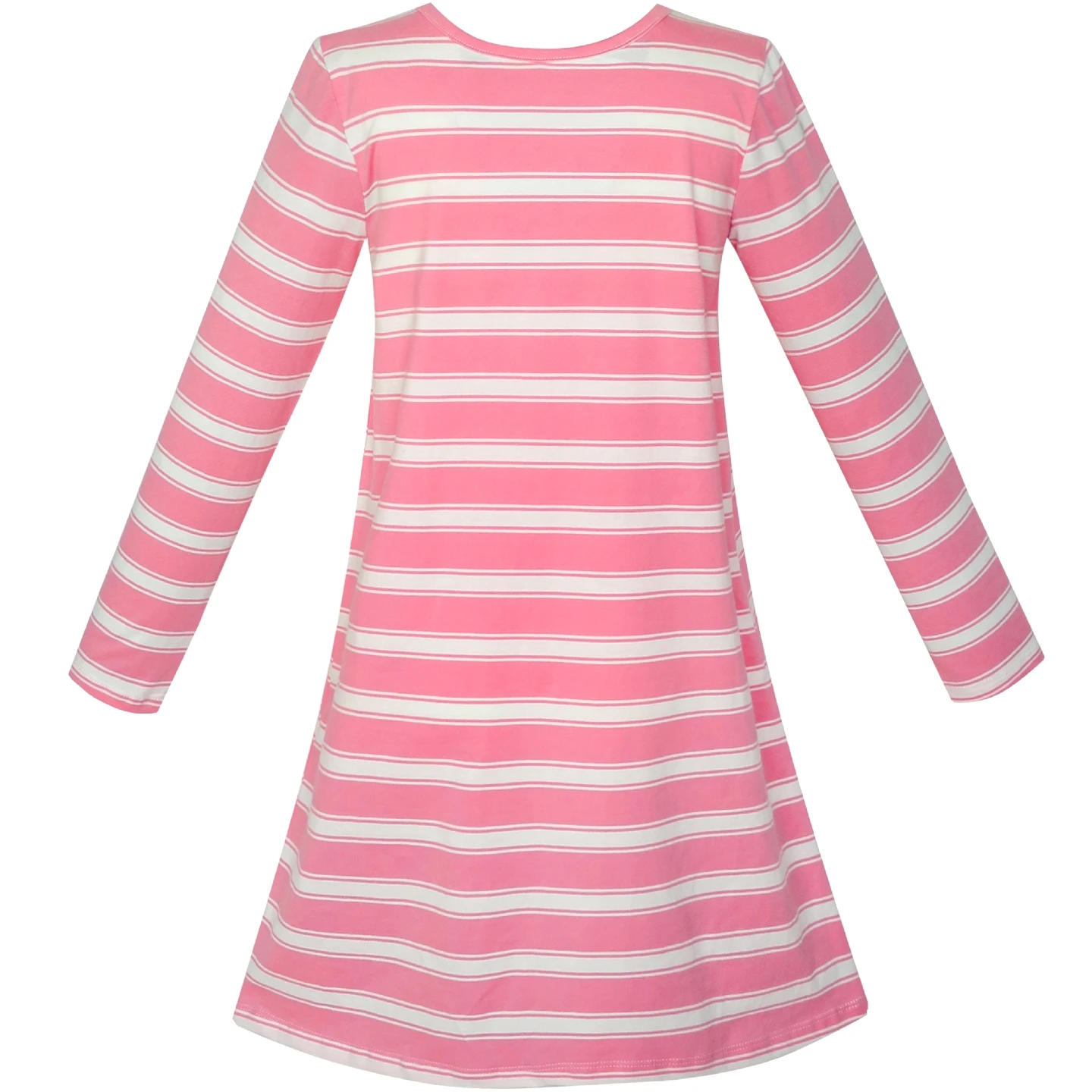Sunny Fashion платья для девочек Длинный рукав Хлопок Мультфильм Блестки Розовый В