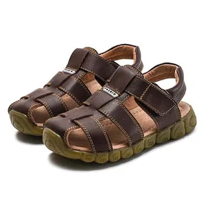 2022 New Summer Genuine Leather Sandals No-slip Wear-resistant Kids Beach Shoes Toe-cap Boys Girls S in Pakistan
